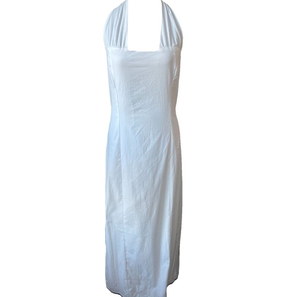 New Reformation Bessi Halter Cotton White Midi Dress Size 10 - Picture 6 of 9